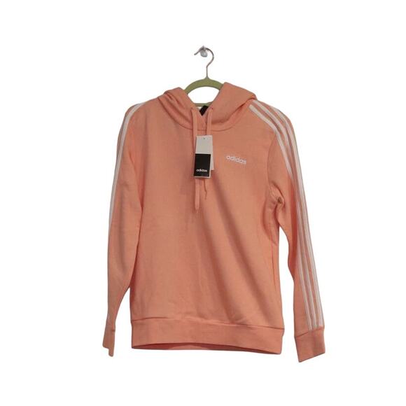 Adidas Essentials Pink 3-Stripe Pullover Hoodie Sz M NWT - Picture 1 of 9